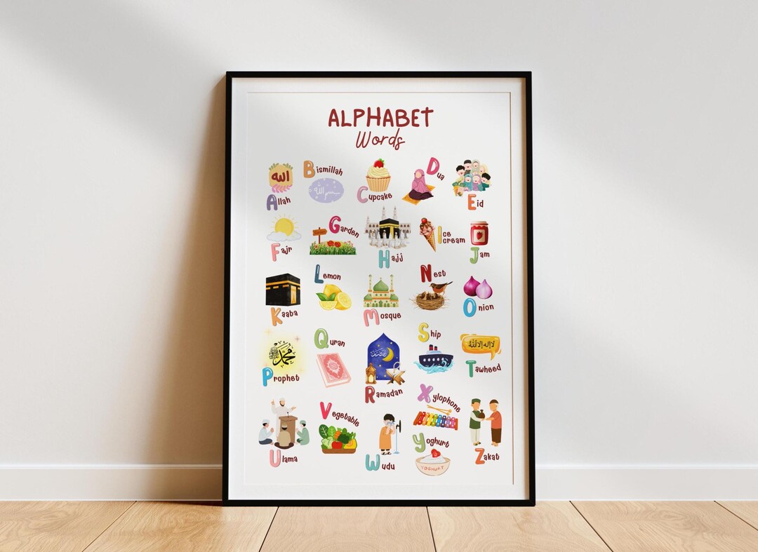 Arabic Alphabet Poster for Children, Islam A to Z Alphabet, Muslim ...