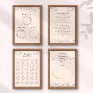 Set of 4 Ramadan Printable Decoration, Ramadan Iftar Suhoor Dua, Ramadan Menu Sign, Eid Ramadan Countdown, Eid Decoration Gift Ramadan