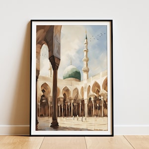 Moschee des Hellsehers Masjid Nabawi Islamisches klassisches Gebäude Al Masjid An Nabawi Madinah für muslimisches Wohnzimmer, Rawdah Die Stadt des Hellsehers