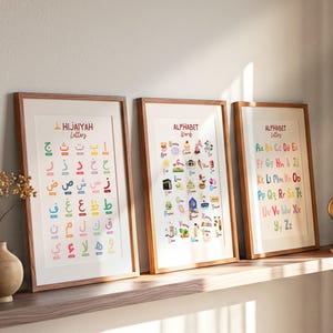 Arabic Kids Reading Poster Series for Children, Alphabet in Arab English Colorful Learning Islam Download
