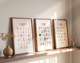 Arabic Kids Reading Poster Series for Children, Arabic Series Learning Poster, Alphabet in Arab English Colorful Islamic Art Download