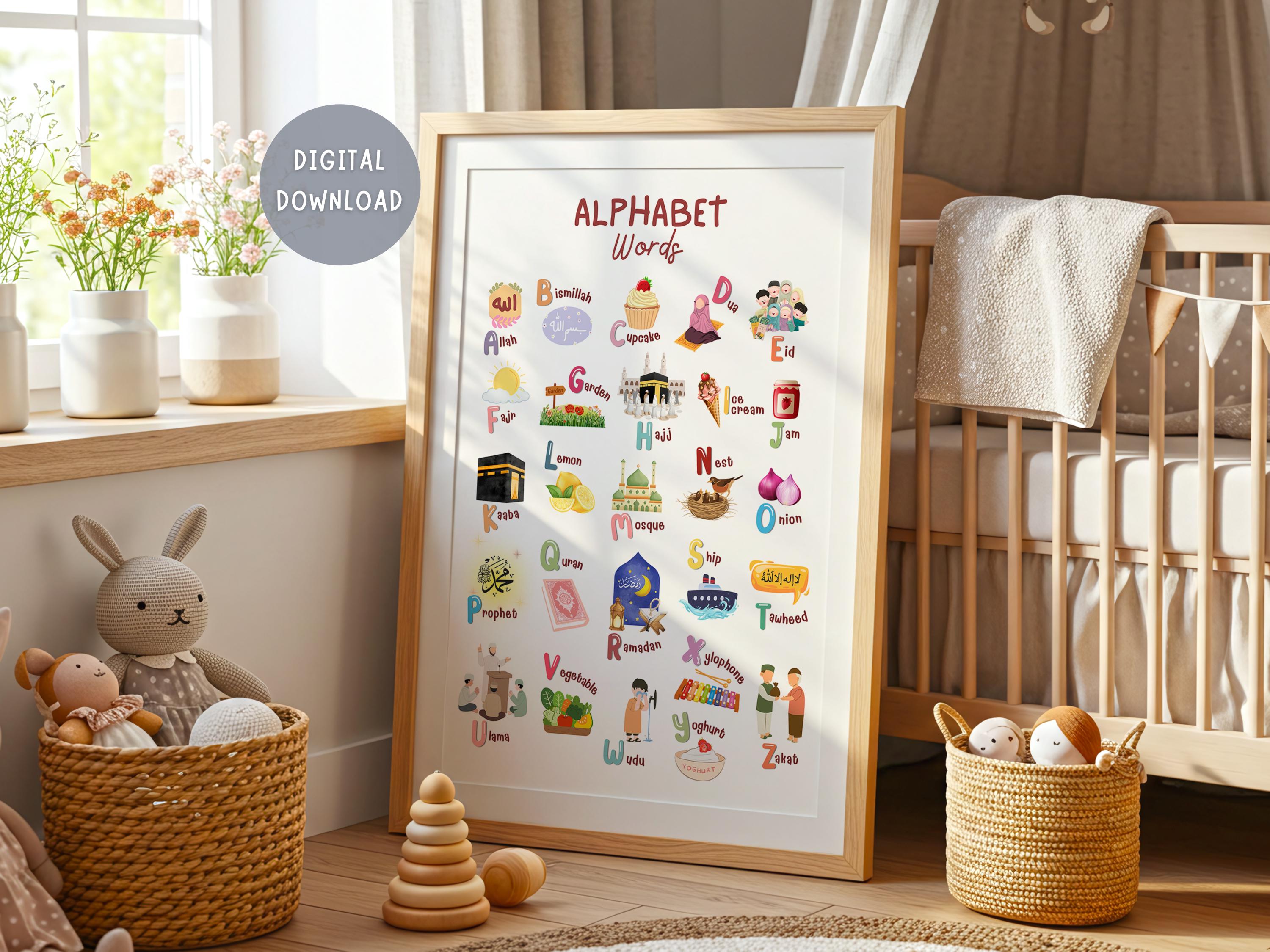 Arab Abc Arabic Alphabet Poster for Children, Islam A to Z Alphabet, Muslim ...