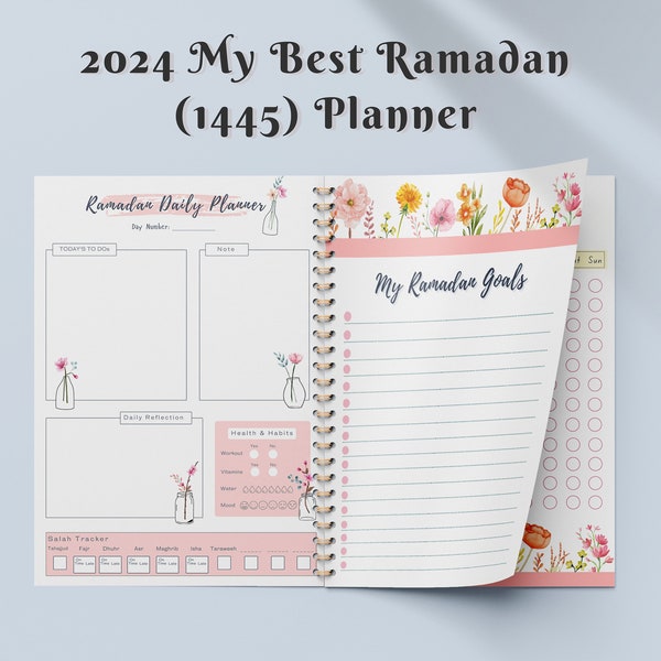 2024 Miglior Ramadan Journal Stampabile Ramadan Planner 1445, 2024 Planner islamico adolescente Idea regalo musulmana, Pianificatore digitale Attività Ramadan