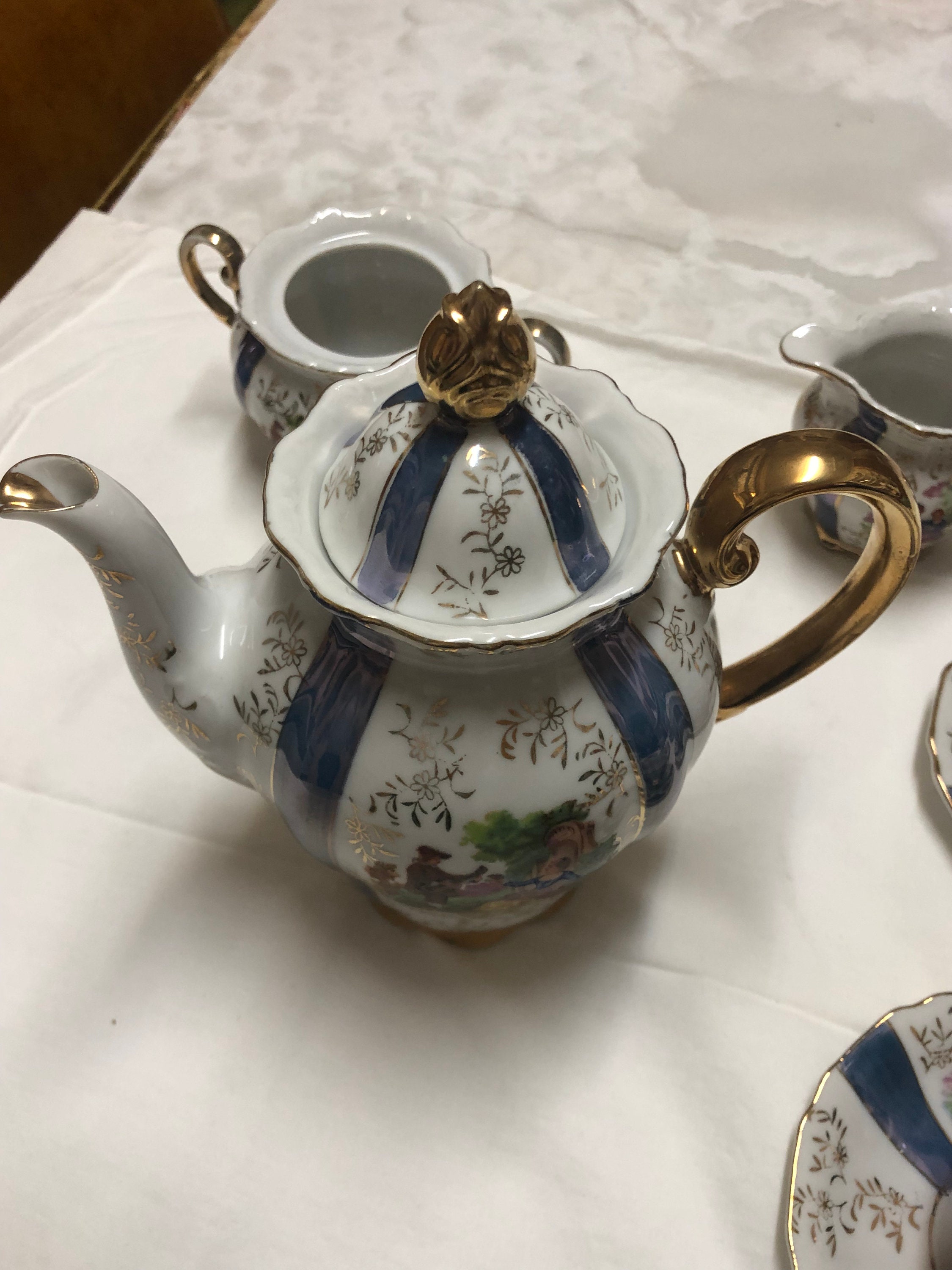 Vintage Italian tea set late 1950s painted floral and Etsy