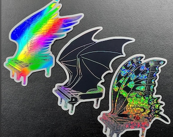 Flying Piano Holographic Stickers