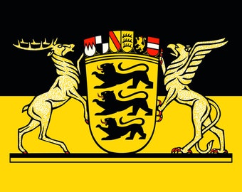 Flagge mit Wappen Baden-Württemberg Aufkleber für Innen und Außen