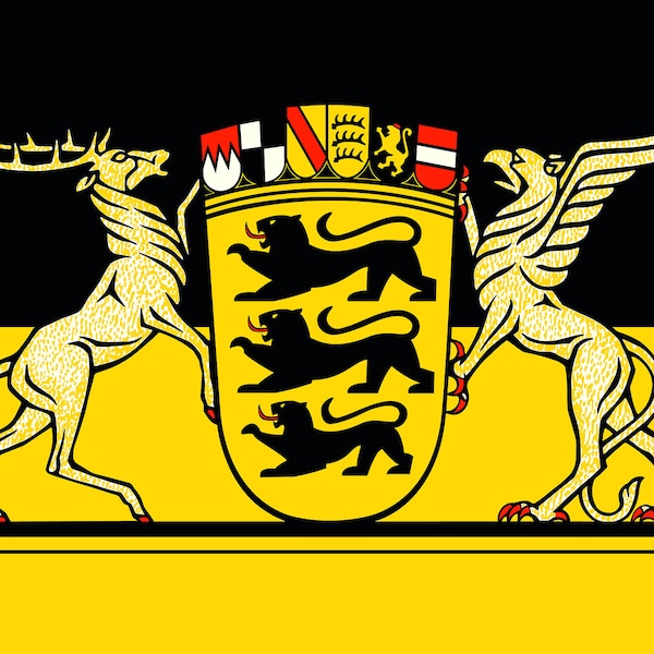 Flag with coat of arms of Baden-Württemberg sticker for inside and outside