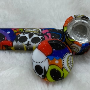 Silicone Pipe, Unbreakable Pipe, Pipe, Silicone Pipe, Pipe, Pipe with Glass Bowl, Blue Pipe, Cute Pipe, Skull Pipe, Pipe with Lid