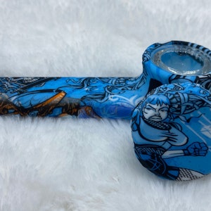 Silicone Pipe, Unbreakable Pipe, Pipe, Silicone Pipe, Pipe, Pipe with Glass Bowl, Blue Pipe, Cute Pipe, Cartoon Pipe, Pipe with Lid