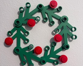 LEGO Inspired 17” Holiday Wreath | 3D Printed Snap-Together Christmas Decor