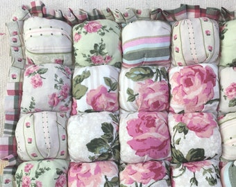 Stuhlkissen Patchwork im 2er Pack, Vintage Style, Rosenmotiv, Dekokissen