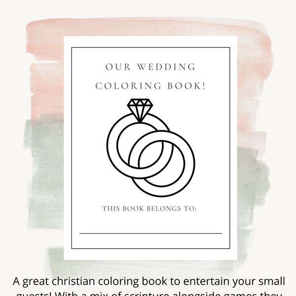 Christian Wedding Coloring Book for Kids, Wedding Favors for Kids, Reception Favors for Kids, Kids Wedding Favors, Wedding Coloring Pages