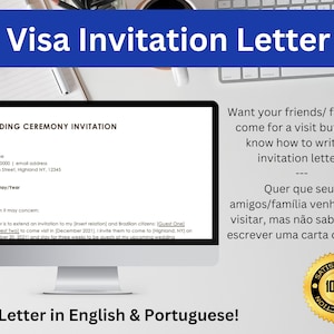 VISA INVITATION LETTER / Visto Carta de Convite. English and Portuguese, Ingles e Portugues