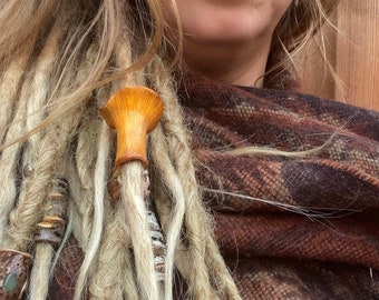 Chanterelle Mushroom Dreadlock Bead Dread Hair Decor Large Hole Mushroom Dread Bead