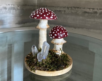 Crystal Mushroom Decor Handmade Home Deco Realistic Mushroom Sculpture Mushroom Woodland Decor