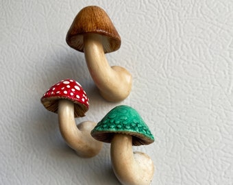 Mushroom Magnets, Set of 3, 3D Fridge Magnets, Made In Canada