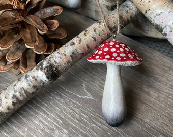 Christmas Ornament, Christmas Tree Decor, Mushroom Decor, Mushroom Ornament, Clay Ornament, Mushroom Christmas Decor, Amanita Mushrooms