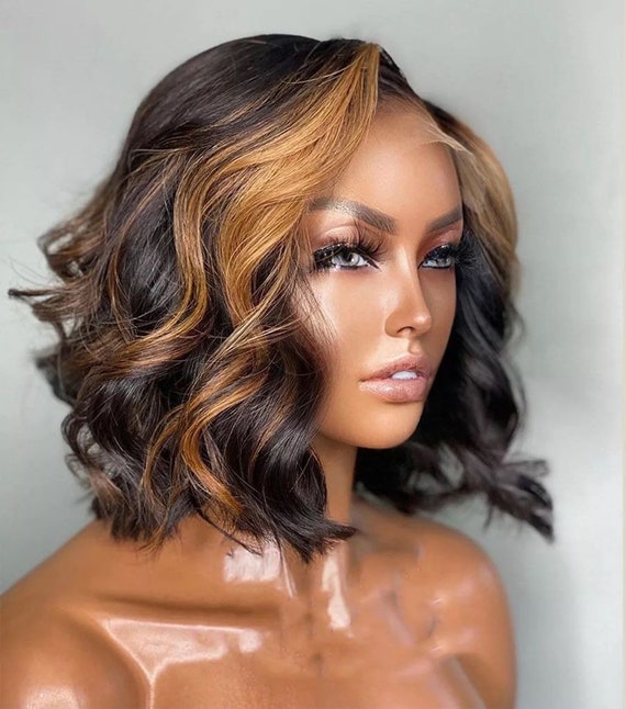 Highlighted “piano” Human Hair 13x4 Lace Frontal Wig - Etsy display picture 1