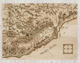 Manta con el mapa de El Señor de los Anillos de California