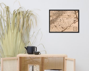 Póster enmarcado con mapa inspirado en El Señor de los Anillos de Carolina del Norte