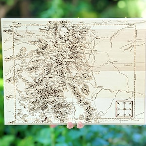Colorado- Giclee PRINT of a Woodburned LOTR-inspired Map on Art Paper