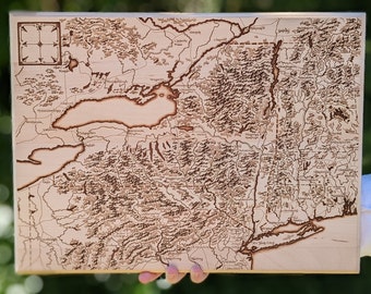 New York- Giclee PRINT of a Woodburned LOTR-inspired Map on Art Paper