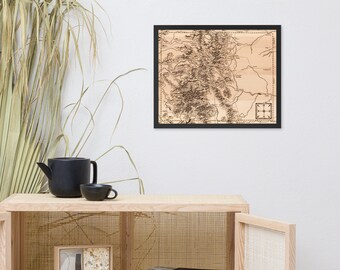Póster enmarcado con mapa inspirado en El Señor de los Anillos de Colorado