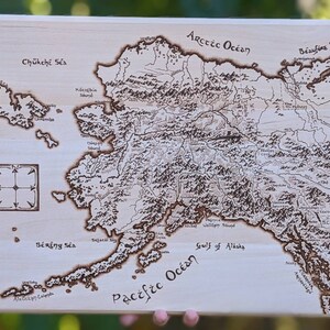 Alaska- Giclee PRINT of a LOTR-inspired woodburned map