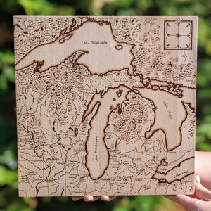Michigan- Giclee *PRINT* of a LOTR-inspired woodburned map