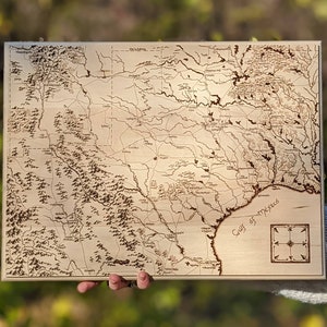 Texas-Giclee *PRINT* of a LOTR-inspired woodburned map