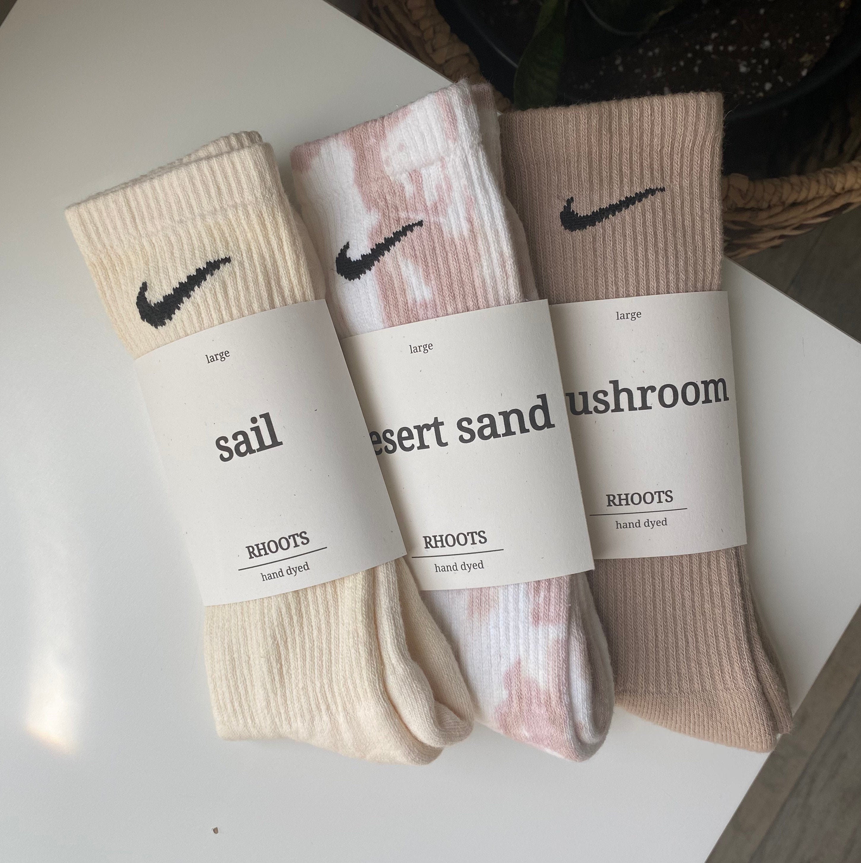 Nike Nude/neutral Hand-dyed Dri-fit Socks by RHOOTS 