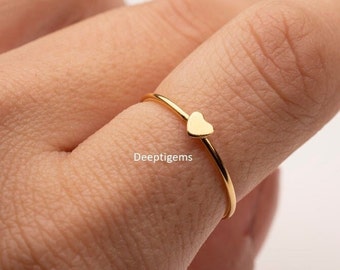 14K Gold Filled Tiny Love Heart Stacking ring · dainty minimalist boho delicate Jewellery · Sterling silver / Gold filled ring SG98