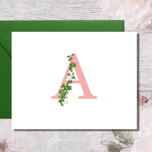 Pink and Green cards | Monogram Gifts | Sorority notecards | Pink Ivy Monogram | Personalized Notecards | Say Hello | Thank You