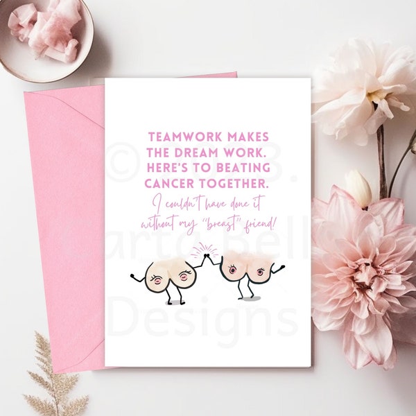 Breast Cancer Survivor Encouragement Card - You're Not Alone - Support and Strength Card for Breast Cancer Warriors - Inspirational Pink