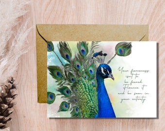 Peacock Notecard | Fierce Woman | Proud of You | Woman Empowerment Card | Congratulations Note | Encouragement Card