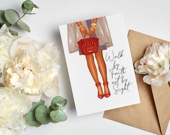 Inspirational cards, Religious gifts, Walk By Faith Not by Sight, Soror Greeting Cards, Shoe Lover Gifts, Encouragement Cards