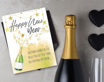 Naughty New Year's Champagne Notecard | Pop the Bubbly (Printable)