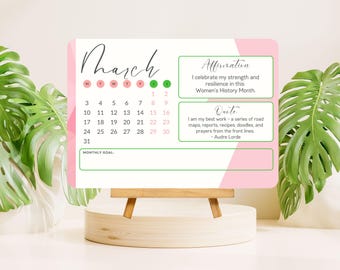 2024 Pink and Green Digital Download Calendar | Jeweled Planner Dashboard | Mini Wooden Easel | Instant Download | Printable 2024