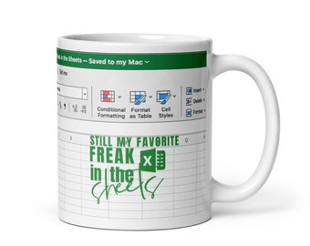 Freak In The Sheet Excel Mug, Office desk decor for work, Accountant Gift, Holiday Mug
