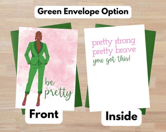 Strong woman Empowerment, Pretty Girl Magic, pink and green notecards, be pretty, Sorority Inspired, Melanin Gifts, Motivational Cards