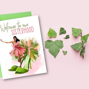 Soror Greeting Cards Pink and Green Cards Happy Birthday Sis Congratulations Shoe Cards image 4