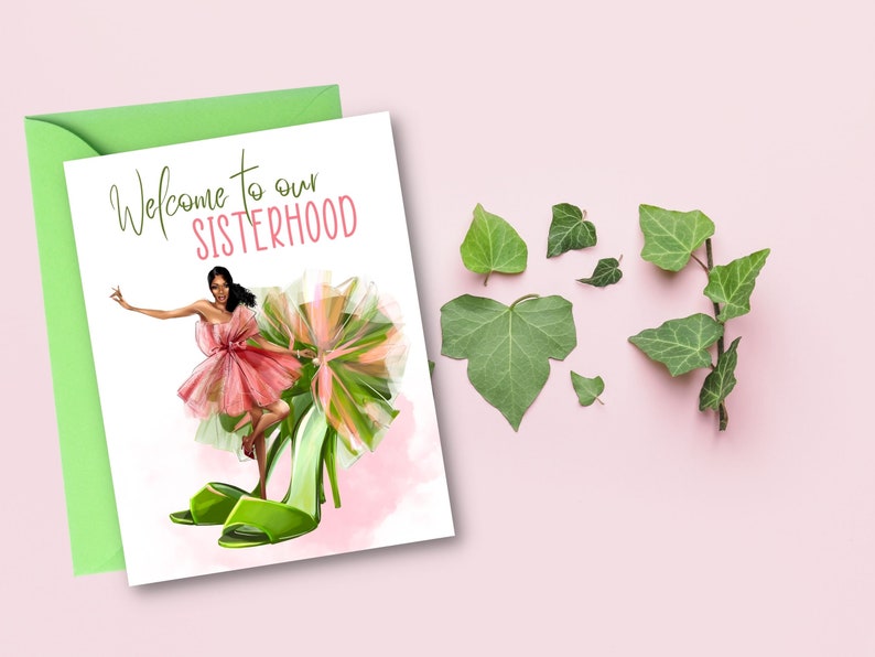 Soror Greeting Cards Pink and Green Cards Happy Birthday Sis Congratulations Shoe Cards image 4