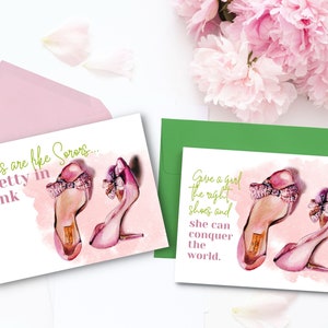 Pink and Green Cards | Shoes are Like Sorors Card |  | Welcome Soror | Congratulations Cards | Greek Greetings | HBCU Gifts