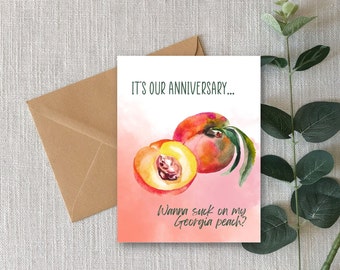 Naughty Peach Anniversary Card, Spicy Greeting Card