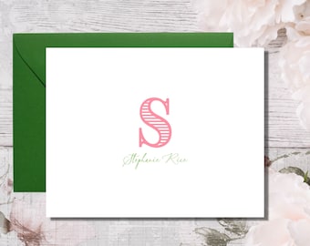 Pink and Green cards | Monogram Gifts | Sorority notecards | Pink Ivy Monogram | Personalized Notecards | Say Hello | Thank You