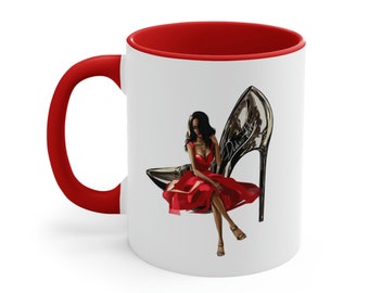 Red and white Mug, Classy Diva Mug, Graduation Gift, Soror Gift, Red and White Mug