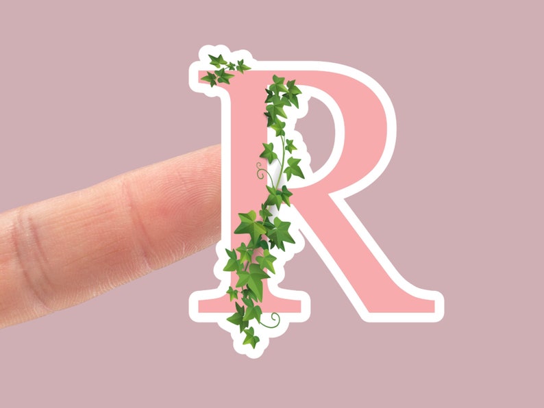 pink and green monogram R, pink and ivy gifts, ivy planner, pink and green aka monogram, aka, pretty girl stickers, monogram gifts