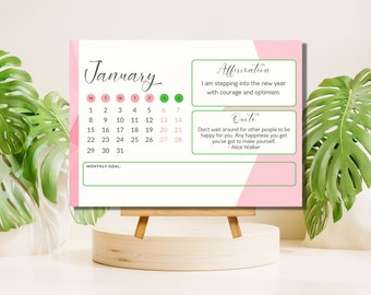 NEW 2024 Cute Desktop Calendar | Pink Jeweled Planner Dashboard | Preppy Digital Download | White Elephant Gift