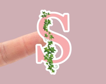 Pink and Green Monogram Sticker, Monogram Ivy Gifts, Water Bottle Stickers, Car Decal, Waterproof Stickers,