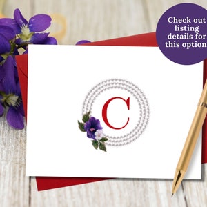 Red Monogram Notecards Sorority notecards Red Monogram Gifts Personalized Notecards Say Hello Thank You African Violets image 4